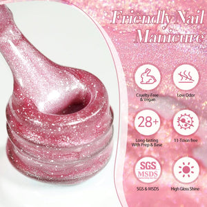 Pink Glitter Cat Magnetic Gel Polish MY60 Mambo Ice 10ml Gel Nail Polish BORN PRETTY