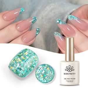 Green Colorful Sequins Glitter Gel Polish SG09 Spray Wave 15ml Gel Nail Polish BORN PRETTY