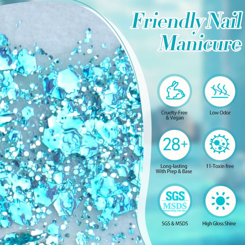Blue Glitter Sequins Gel Polish SG15 Sea Salt 10ml Gel Nail Polish BORN PRETTY