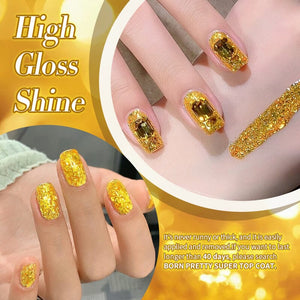 Gold Glitter Sequins Gel Polish SG16 Golden Star 10ml Gel Nail Polish BORN PRETTY