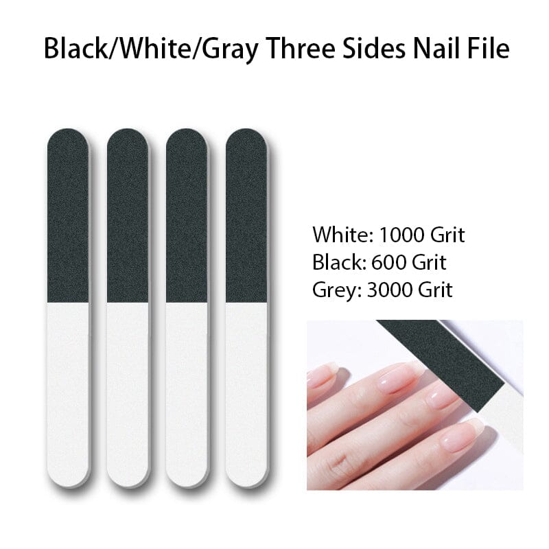 Black White Grey 3-sided Nail File Buffer Tools & Accessories No Brand