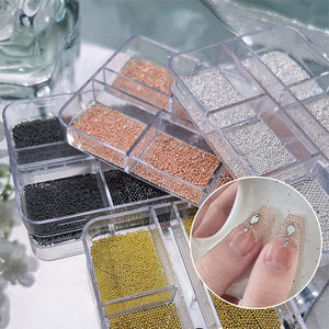 6 Grids Round Stainless Steel Beads Nail Decoration Nail Decoration No Brand