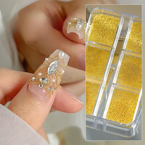 6 Grids Round Stainless Steel Beads Nail Decoration Nail Decoration No Brand