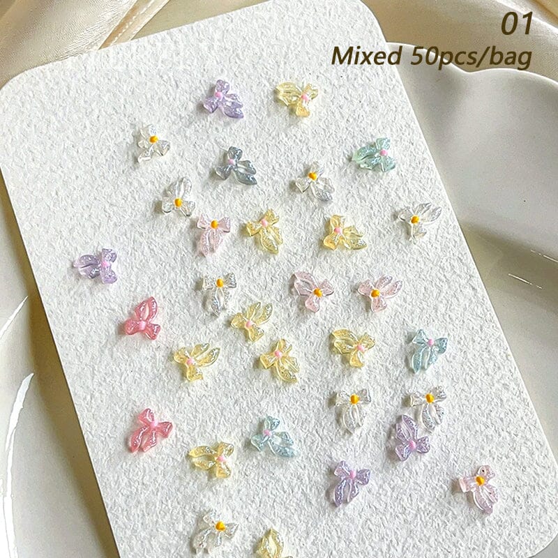 50pcs Resin Ice Transparent Bowknot 3D Nail Decorations Nail Decoration No Brand 01
