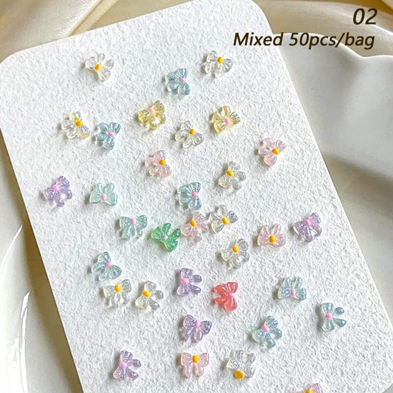 50pcs Resin Ice Transparent Bowknot 3D Nail Decorations Nail Decoration No Brand 02
