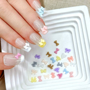 50pcs Resin Ice Transparent Bowknot 3D Nail Decorations Nail Decoration No Brand