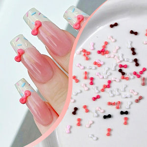 50pcs Resin Ice Transparent Bowknot 3D Nail Decorations Nail Decoration No Brand