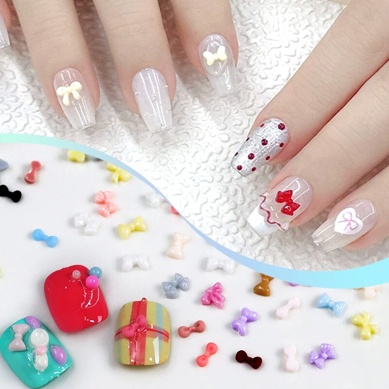 50pcs Resin Ice Transparent Bowknot 3D Nail Decorations Nail Decoration No Brand