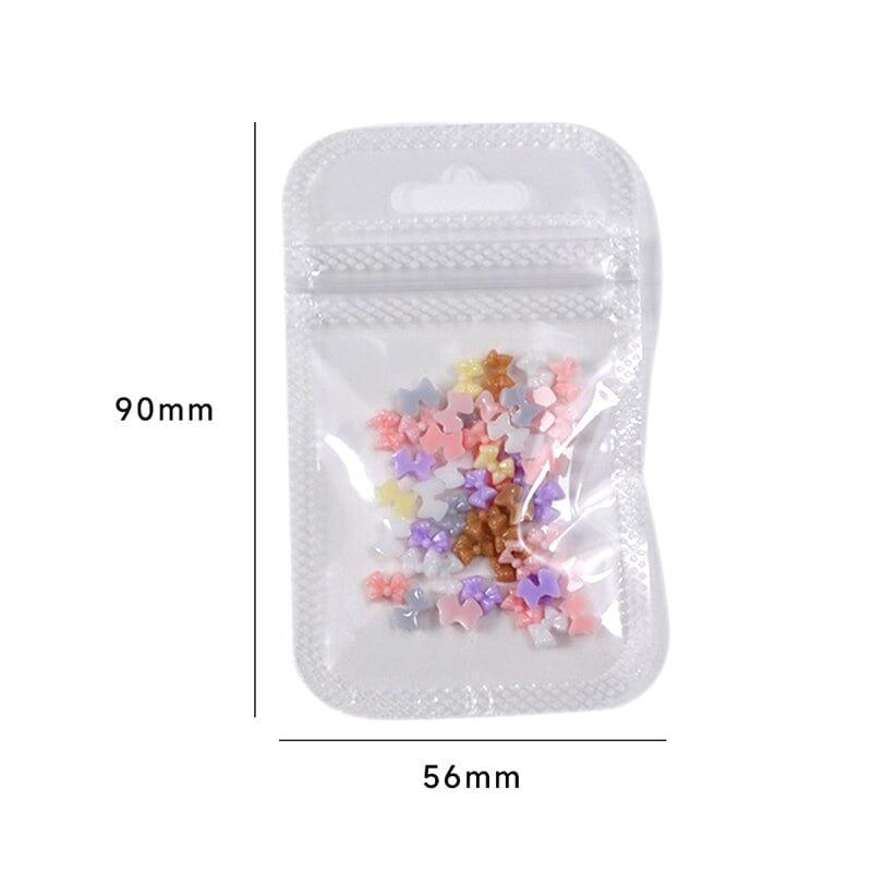 50pcs Resin Ice Transparent Bowknot 3D Nail Decorations Nail Decoration No Brand