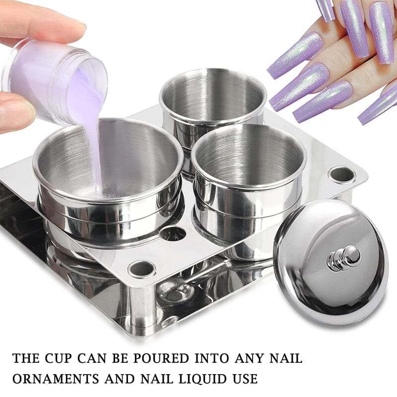 3pcs Powder Liquid Cup Set Stainless Steel Manicure Container Cup Tools & Accessories No Brand