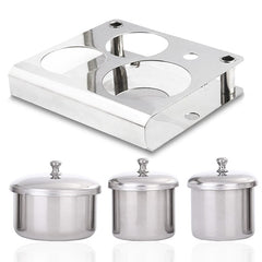 3pcs Powder Liquid Cup Set Stainless Steel Manicure Container Cup Tools & Accessories No Brand