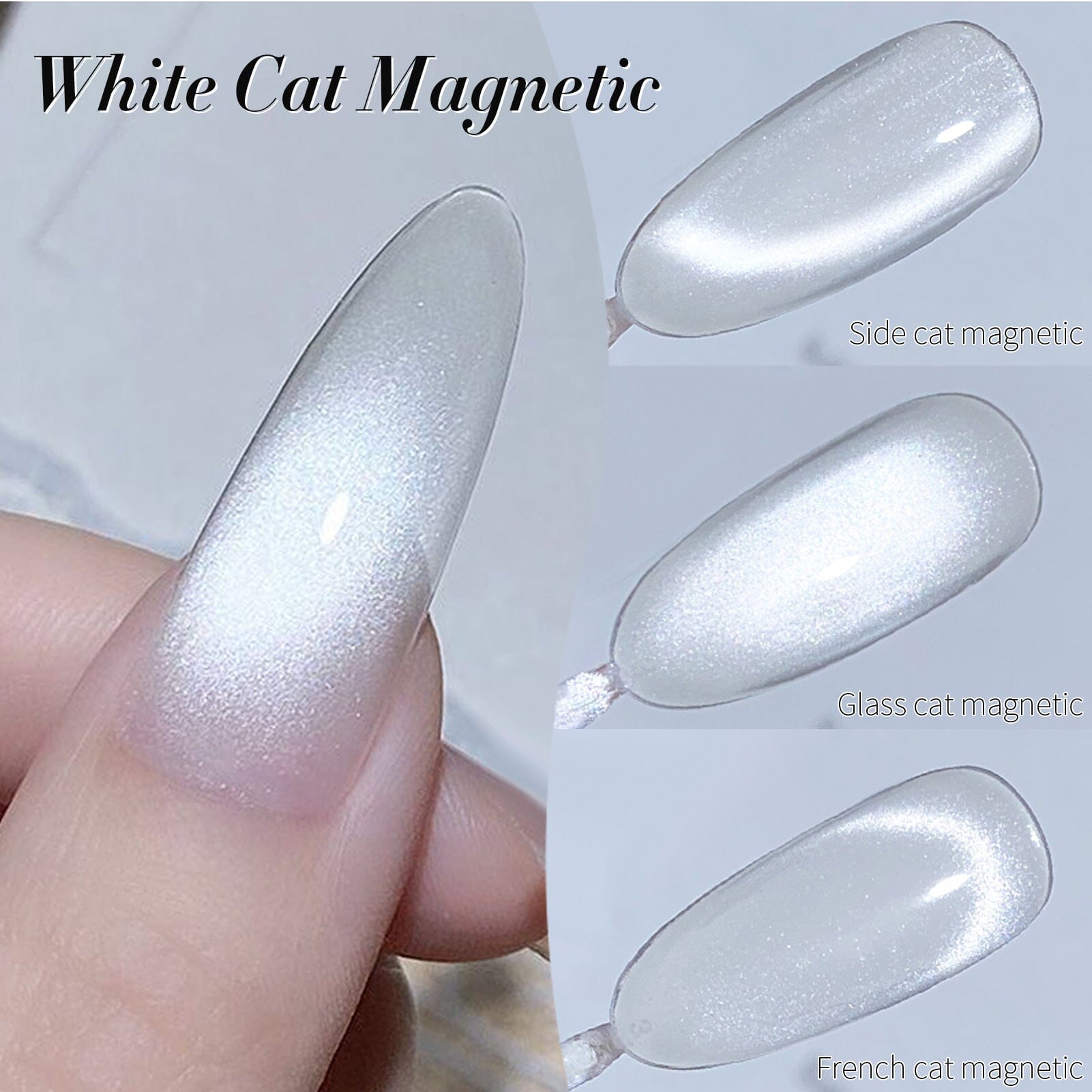 White Cat Magnetic Gel Polish MY77 Flowing Light White 15ml Gel Nail Polish BORN PRETTY