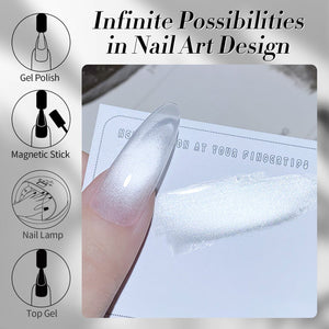 White Cat Magnetic Gel Polish MY77 Flowing Light White 15ml Gel Nail Polish BORN PRETTY