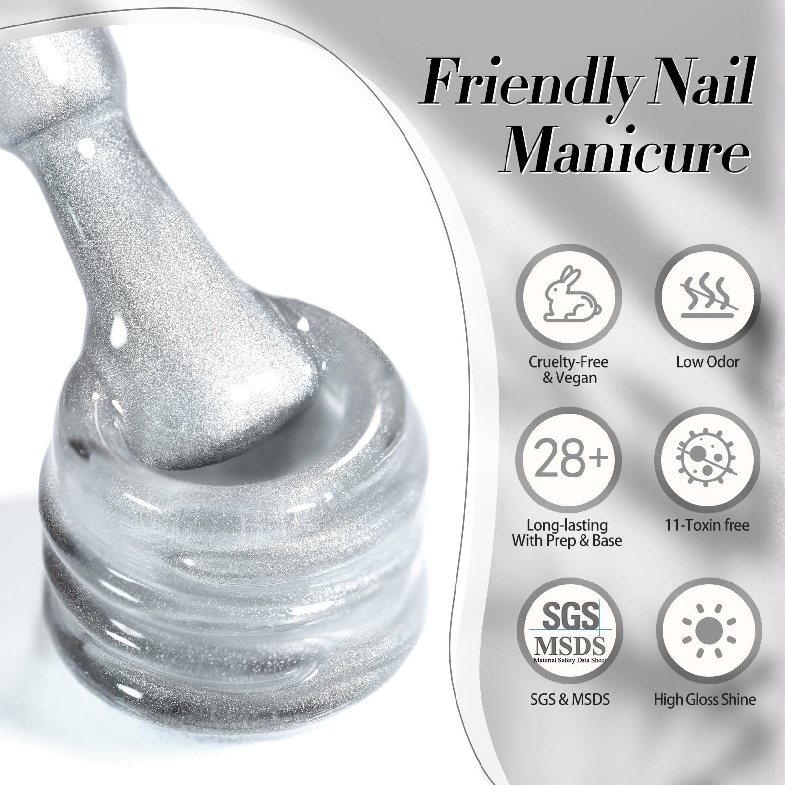 White Cat Magnetic Gel Polish MY77 Flowing Light White 15ml Gel Nail Polish BORN PRETTY