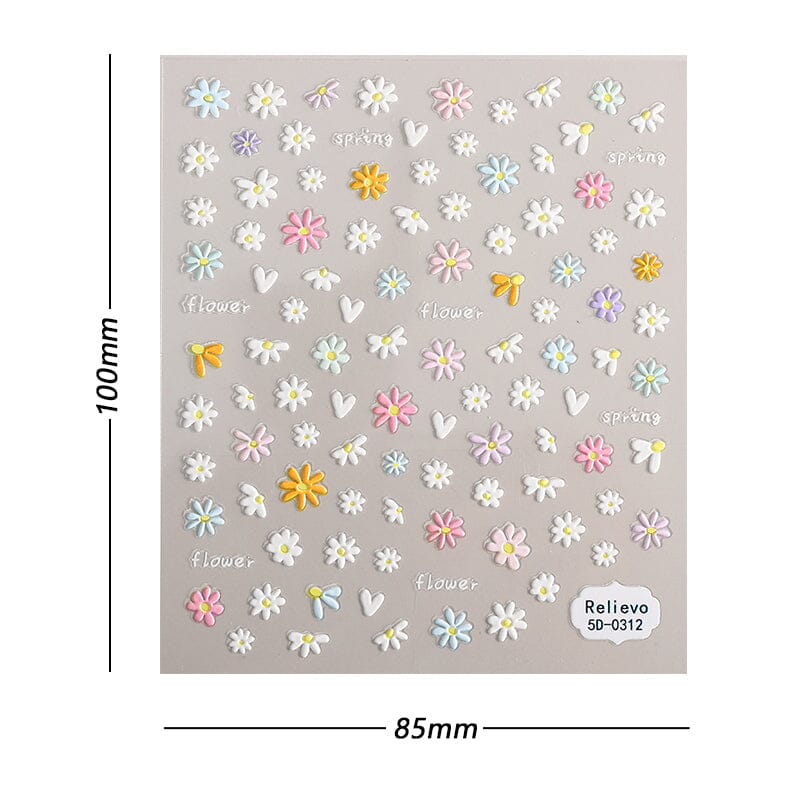 5D Embossed Flowers Nail Sticker Nail Sticker No Brand