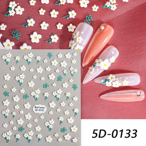 5D Embossed Flowers Nail Sticker Nail Sticker No Brand 01