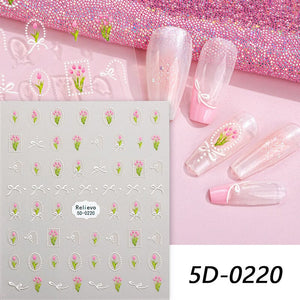 5D Embossed Flowers Nail Sticker Nail Sticker No Brand 03