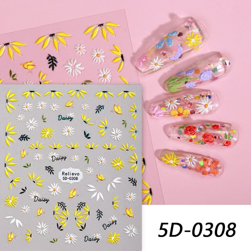 5D Embossed Flowers Nail Sticker Nail Sticker No Brand 05