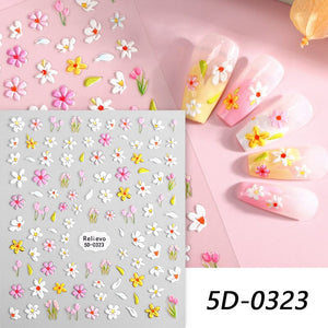 5D Embossed Flowers Nail Sticker Nail Sticker No Brand 08