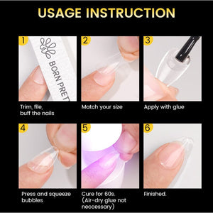 300pcs 15 Sizes Almond False Nail Tips Full Cover Half Matte Nails Nail Tips BORN PRETTY