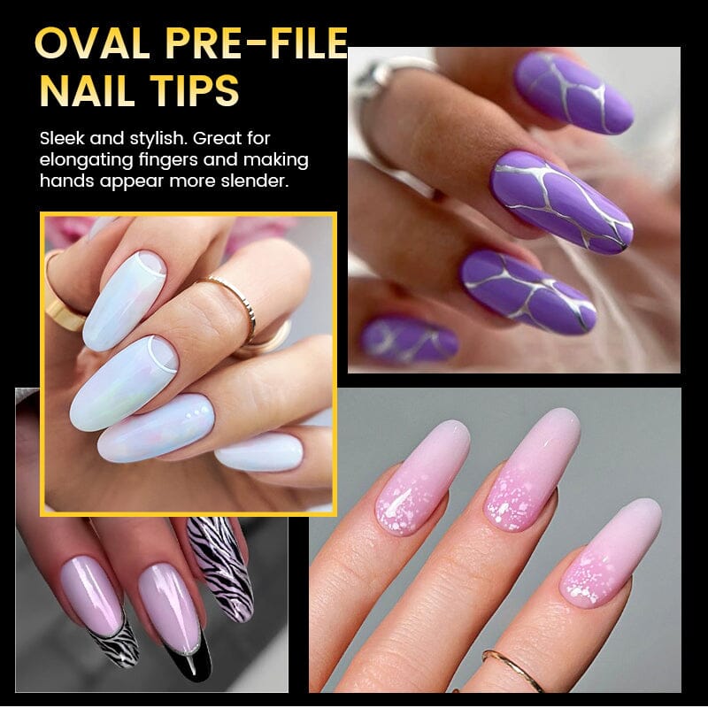 300pcs 15 Sizes Oval False Nail Tips Full Cover Half Matte Nails Nail Tips BORN PRETTY
