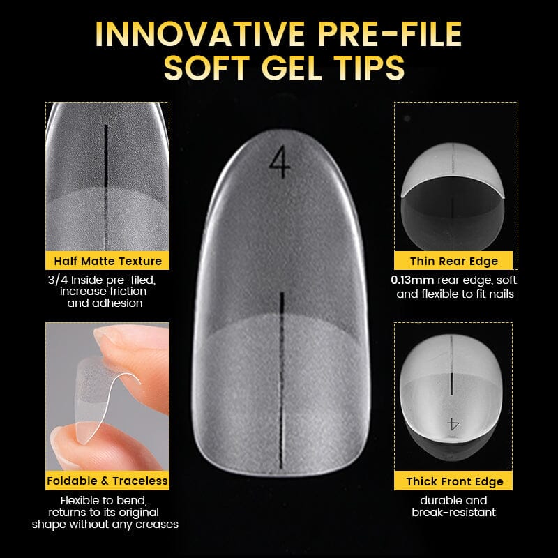 300pcs 15 Sizes Oval False Nail Tips Full Cover Half Matte Nails Nail Tips BORN PRETTY