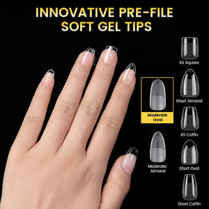 300pcs 15 Sizes Oval False Nail Tips Full Cover Half Matte Nails Nail Tips BORN PRETTY