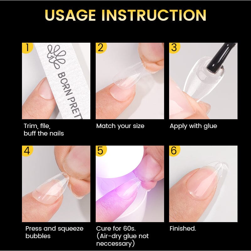 300pcs 15 Sizes Oval False Nail Tips Full Cover Half Matte Nails Nail Tips BORN PRETTY