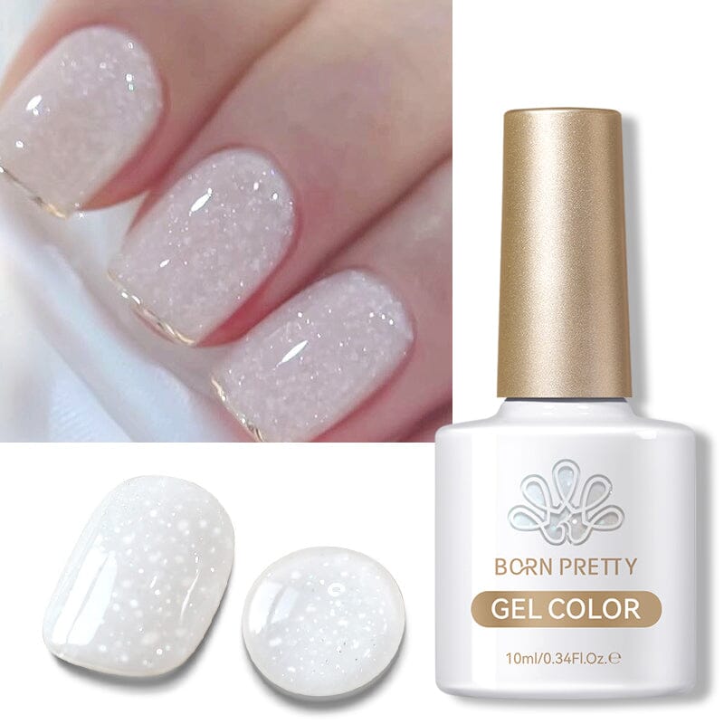White Snow Glitter Jelly Gel Polish JN90 Lumina Frost 10ml Gel Nail Polish BORN PRETTY