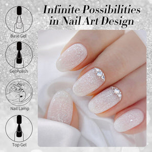 White Snow Glitter Jelly Gel Polish JN90 Lumina Frost 10ml Gel Nail Polish BORN PRETTY