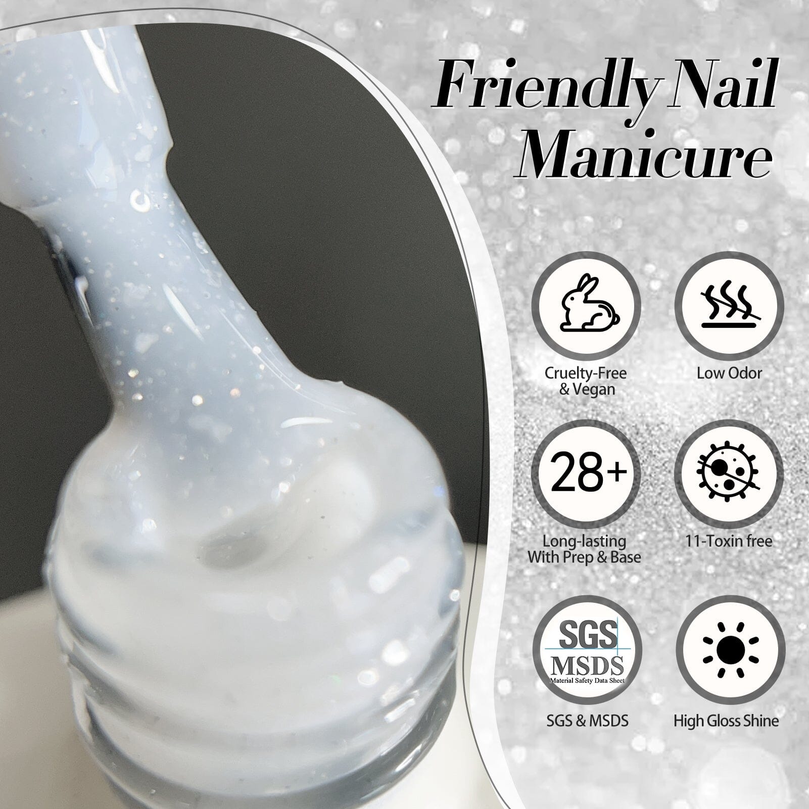 White Snow Glitter Jelly Gel Polish JN90 Lumina Frost 10ml Gel Nail Polish BORN PRETTY