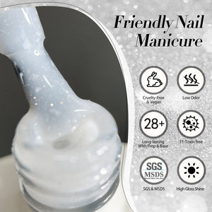 White Snow Glitter Jelly Gel Polish JN90 Lumina Frost 10ml Gel Nail Polish BORN PRETTY