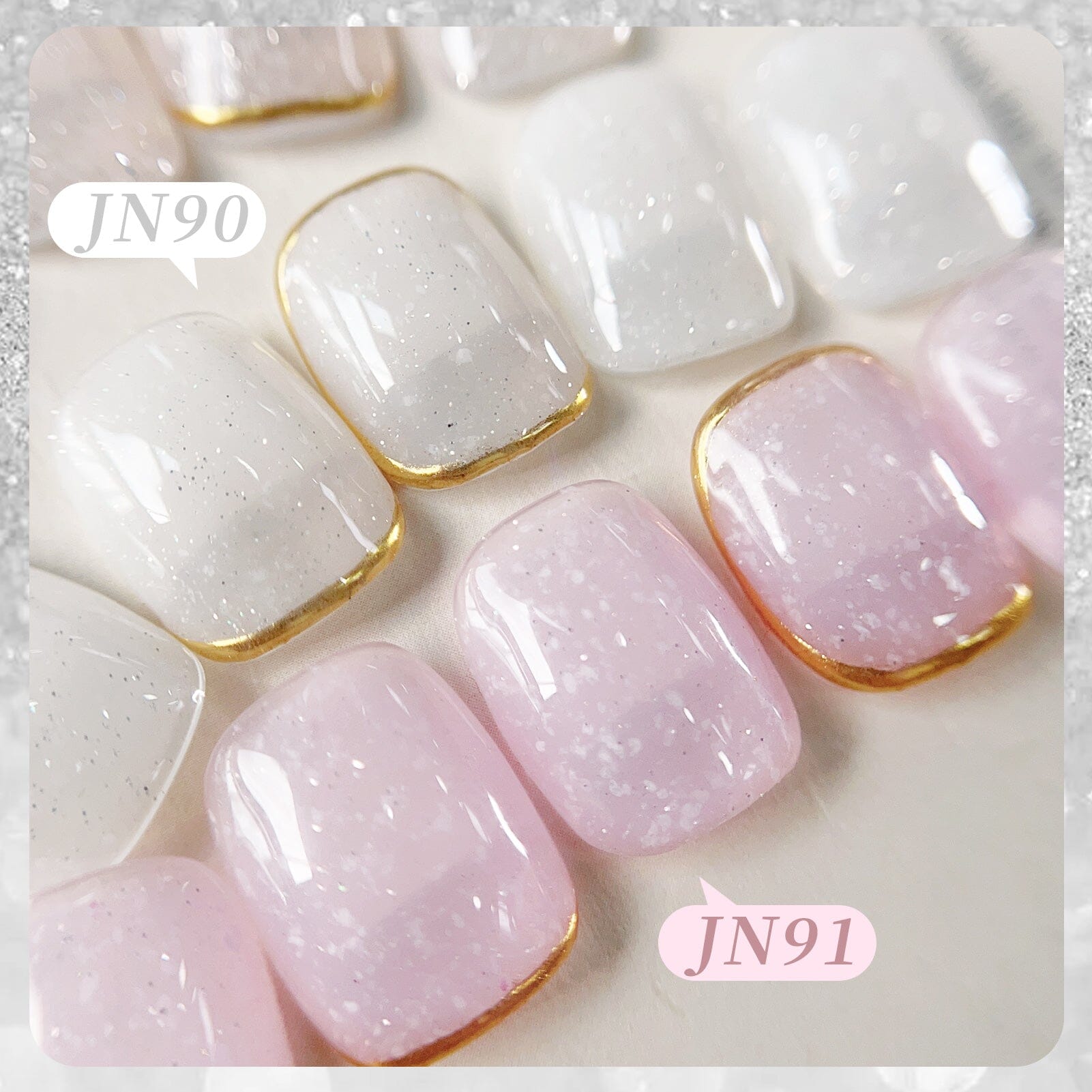 White Snow Glitter Jelly Gel Polish JN90 Lumina Frost 10ml Gel Nail Polish BORN PRETTY