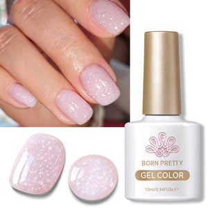 Pink Snow Glitter Jelly Gel Polish JN91 Blossom Flurry 10ml Gel Nail Polish BORN PRETTY