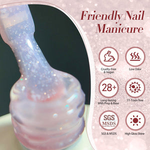 Pink Snow Glitter Jelly Gel Polish JN91 Blossom Flurry 10ml Gel Nail Polish BORN PRETTY
