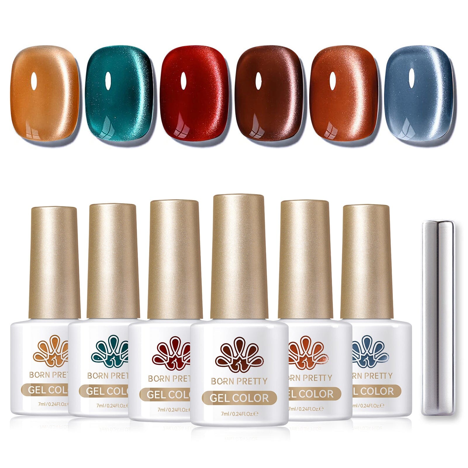 6 Colors Glass Cat Magnetic Gel Polish Set M41 Black Orchid 7ml Gel Nail Polish BORN PRETTY