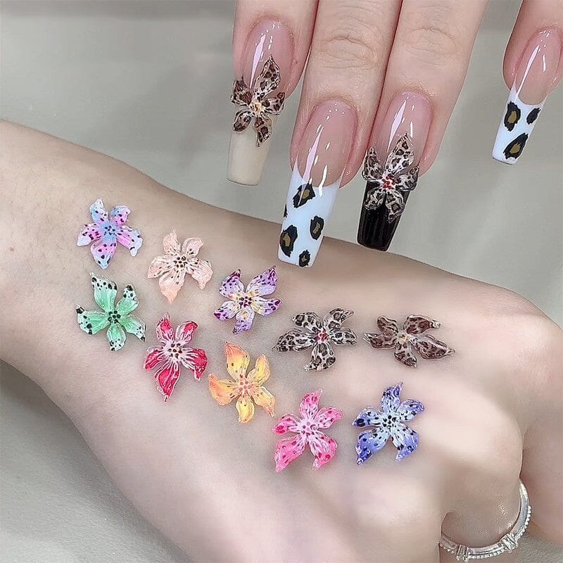 30pcs Multicolor Leopard Flowers 3D Resin Gradient Nail Decoration Random Colors Nail Decoration No Brand