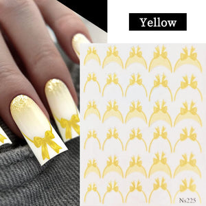 French Bowknot 3D Nail Sticker NS225 Nail Sticker No Brand Yellow