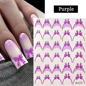 French Bowknot 3D Nail Sticker NS225 Nail Sticker No Brand Purple
