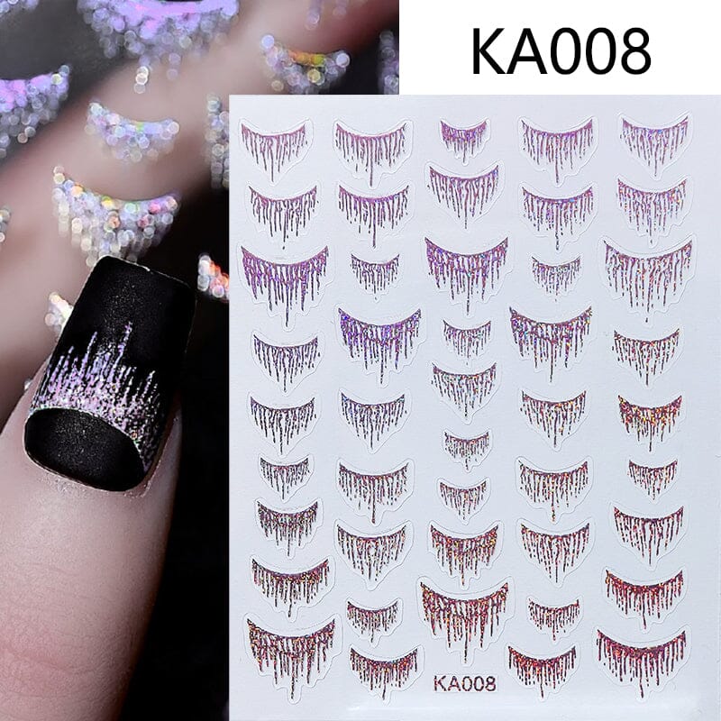 Gold Silver Tassels French 3D Nail Sticker Nail Decoration No Brand KA008