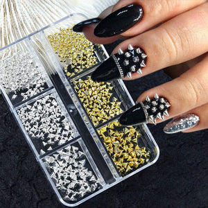 6 Grids Metal Star Rivet 3D Nail Decorations Nail Decoration No Brand