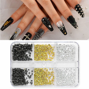 6 Grids Metal Star Rivet 3D Nail Decorations Nail Decoration No Brand