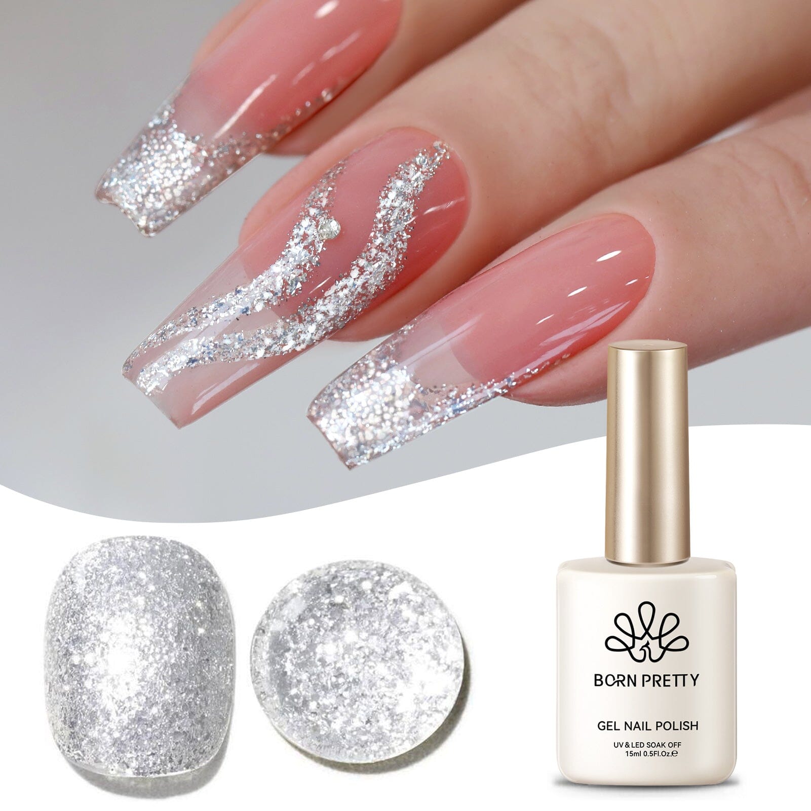 Silver Glitter Gel Polish SG22 Meteorite 15ml Gel Nail Polish BORN PRETTY