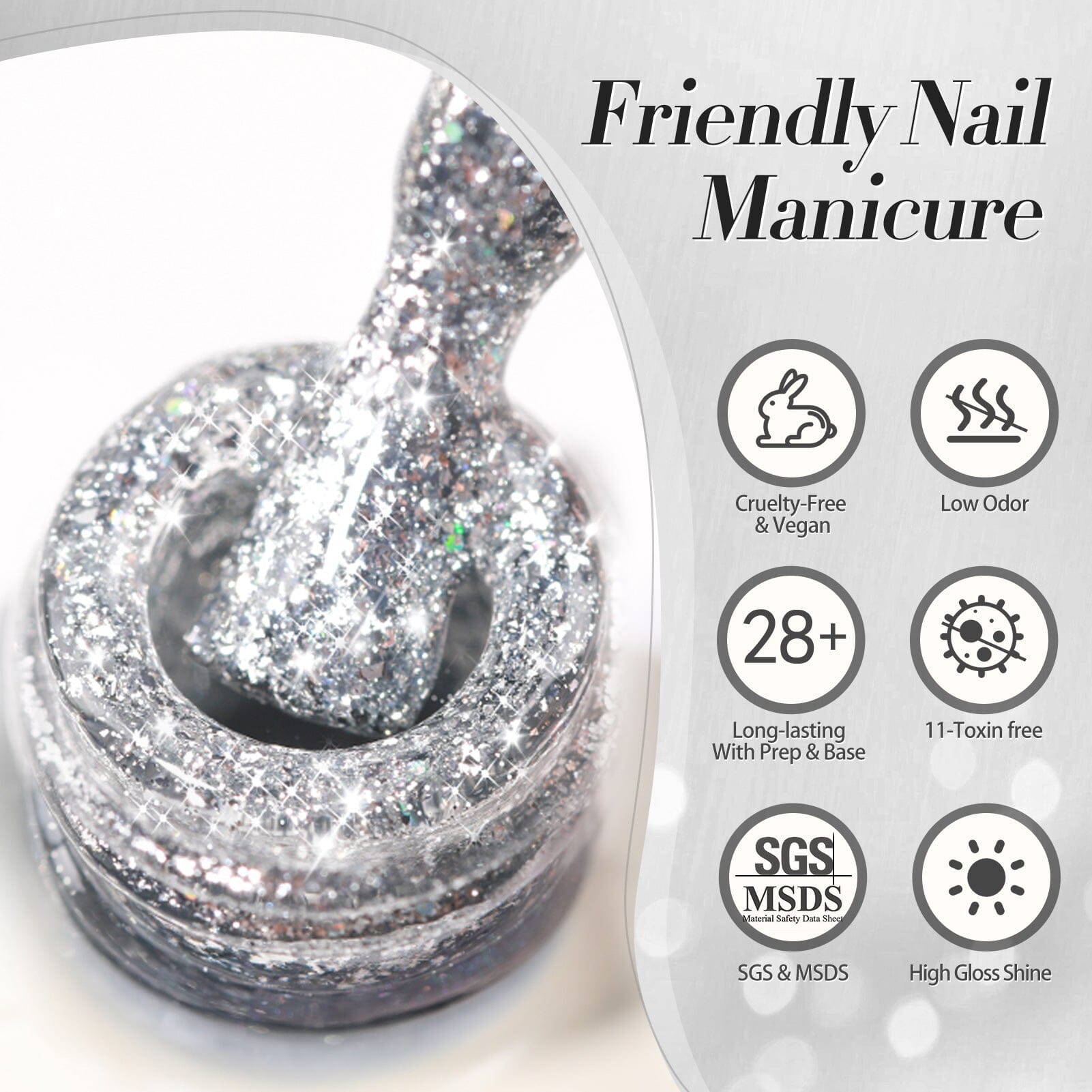 Silver Glitter Gel Polish SG22 Meteorite 15ml Gel Nail Polish BORN PRETTY