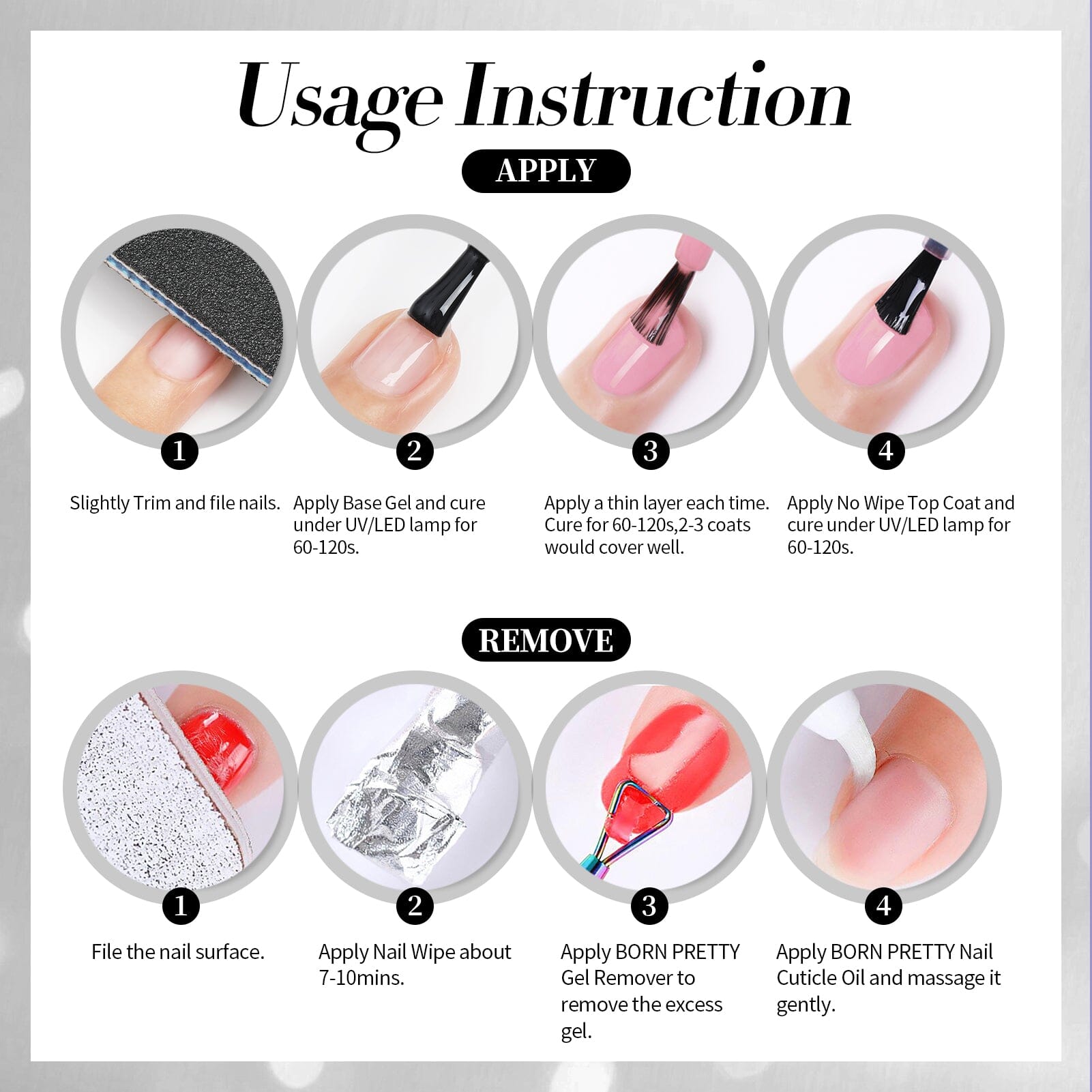 Silver Glitter Gel Polish SG22 Meteorite 15ml Gel Nail Polish BORN PRETTY