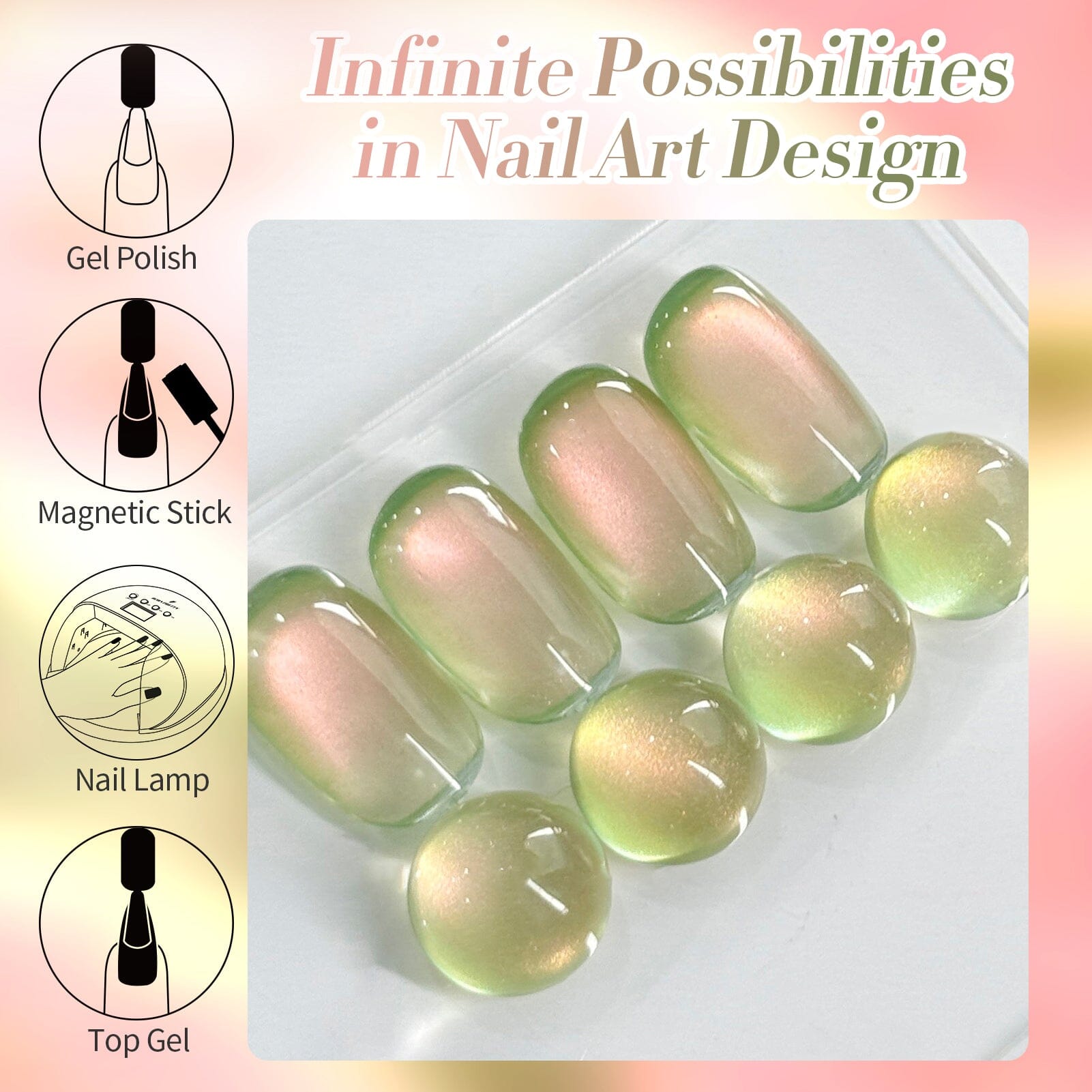 Green Colored Cat Magnetic Gel Polish MY278 Guava 15ml Gel Nail Polish BORN PRETTY