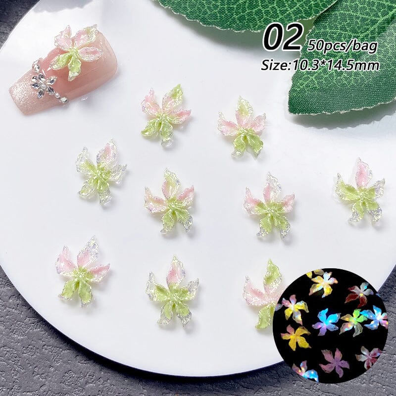 50pcs Colorful Luminous 3D Nail Decorations Resin Lily Flowers Nail Decoration No Brand 02