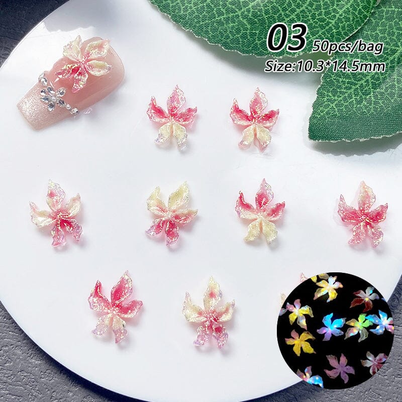 50pcs Colorful Luminous 3D Nail Decorations Resin Lily Flowers Nail Decoration No Brand 03