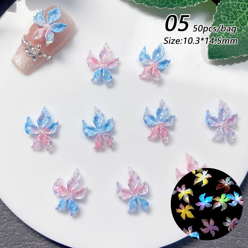50pcs Colorful Luminous 3D Nail Decorations Resin Lily Flowers Nail Decoration No Brand 05