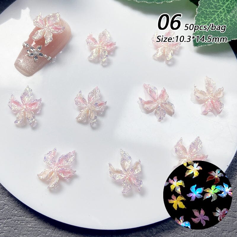 50pcs Colorful Luminous 3D Nail Decorations Resin Lily Flowers Nail Decoration No Brand 06